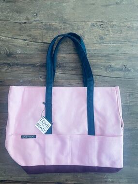 Pink Canvas Tote with Black Straps